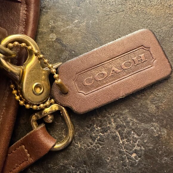 Vintage Coach Brown Leather Turnlock Flap Crossbody Bag USA Hangtag 9655 - Picture 3 of 16